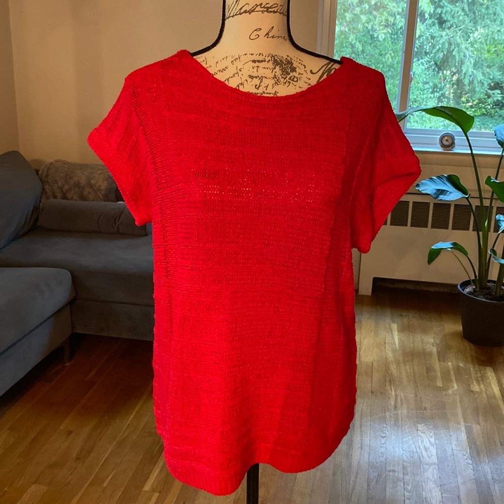 EUC Cupio Short Sleeve Woven Sweater Top